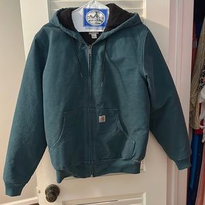 Teal Carhartt women’s J130 hooded duck jacket. Size XS